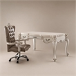 Bowery Hill Executive Writing Desk in Bone White with 3 Drawers