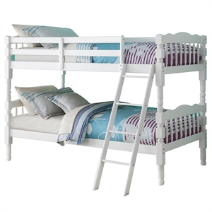Bowery Hill Wooden Twin/Twin Convertible Bunk Bed in White