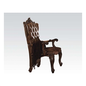 Bowery Hill Arm Chair Set of 2 in Light Brown Synthetic and Cherry Oak