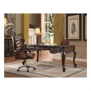 Bowery Hill Executive Writing Desk with Cherry Oak Finish and 3 Drawers