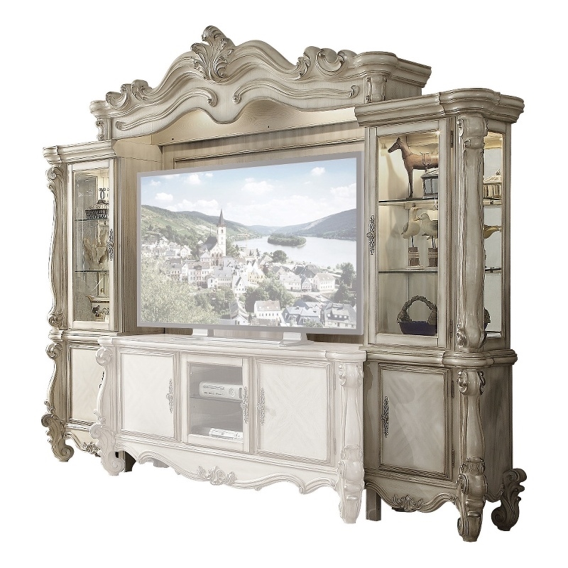 Bowery Hill Entertainment Center with Touch Lighting in Bone White Finish