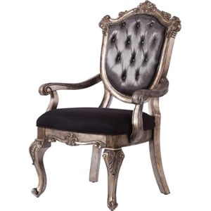 Bowery Hill Arm Chairs in Silver Gray Silk Fabric with Queen Anne Legs