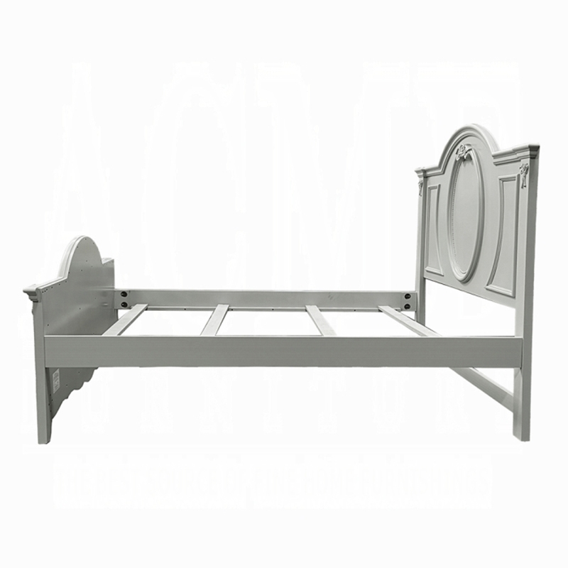 Bowery Hill Transitional Wooden Full Bed with 2 Drawers in Gray