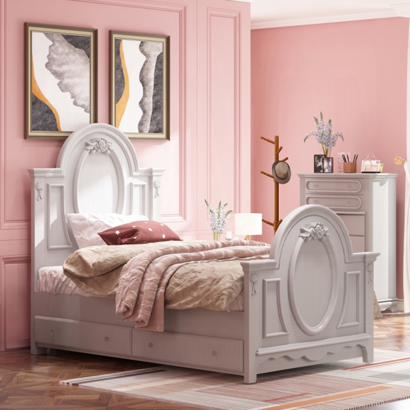 Bowery Hill Transitional Wooden Full Bed with 2 Drawers in Gray