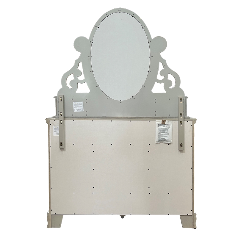 Bowery Hill Transitional Wooden Mirror with Jewelry Drawers in Gray