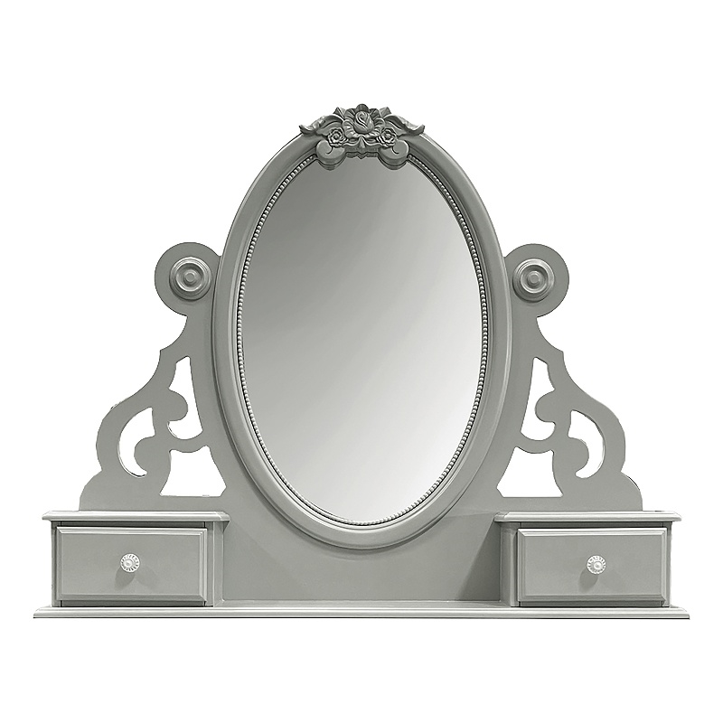 Bowery Hill Transitional Wooden Mirror with Jewelry Drawers in Gray