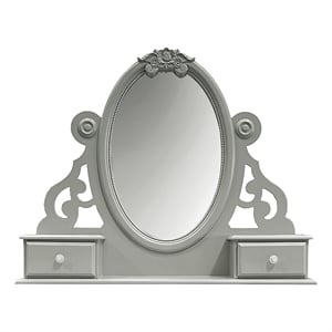 Bowery Hill Transitional Wooden Mirror with Jewelry Drawers in Gray