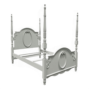 Bowery Hill Full Poster Bed with Wooden Motifs in Gray Finish