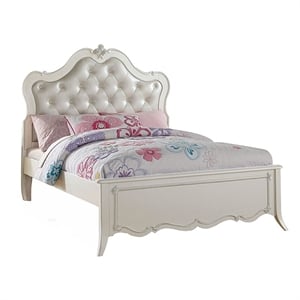 Bowery Hill Twin Bed with Button Tufted Synthetic Leather Headboard