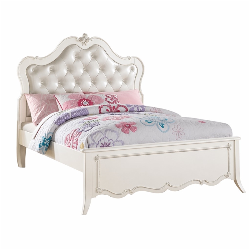 Bowery Hill Twin Bed with Button Tufted Synthetic Leather Headboard