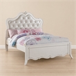 Bowery Hill Twin Bed with Button Tufted Synthetic Leather Headboard