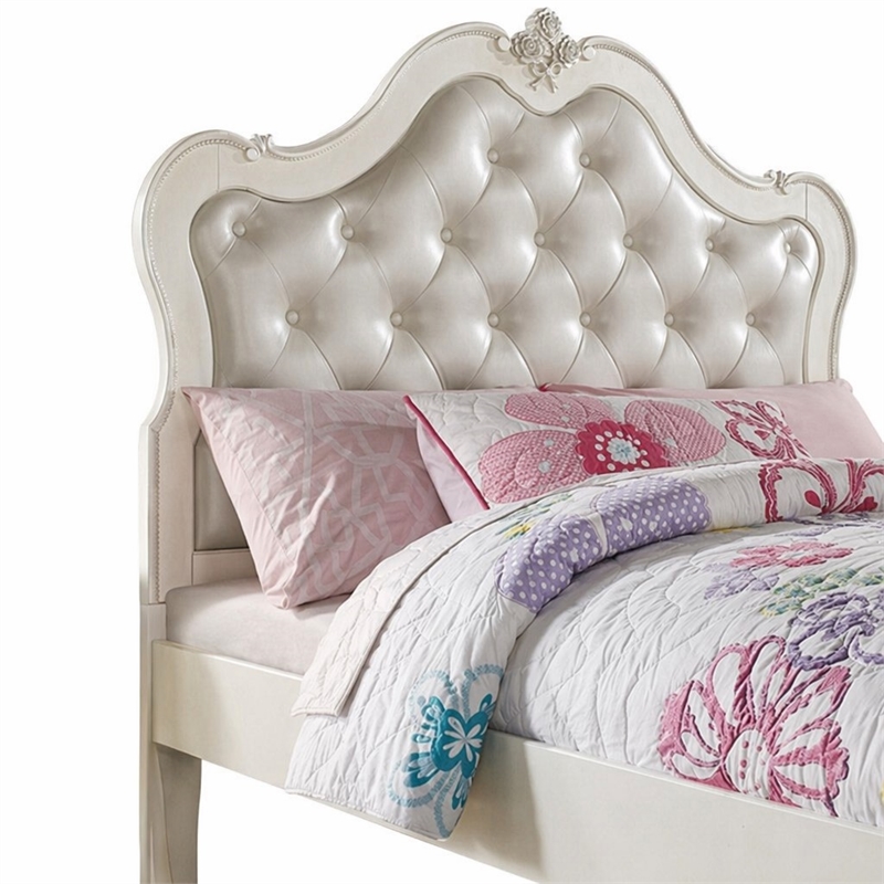 Bowery Hill Twin Bed with Button Tufted Synthetic Leather Headboard