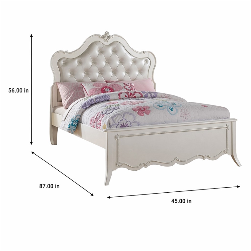 Bowery Hill Twin Bed with Button Tufted Synthetic Leather Headboard
