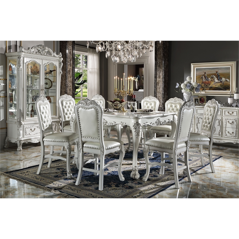 Bowery Hill Square Wood Counter Table with Apron in Bone White