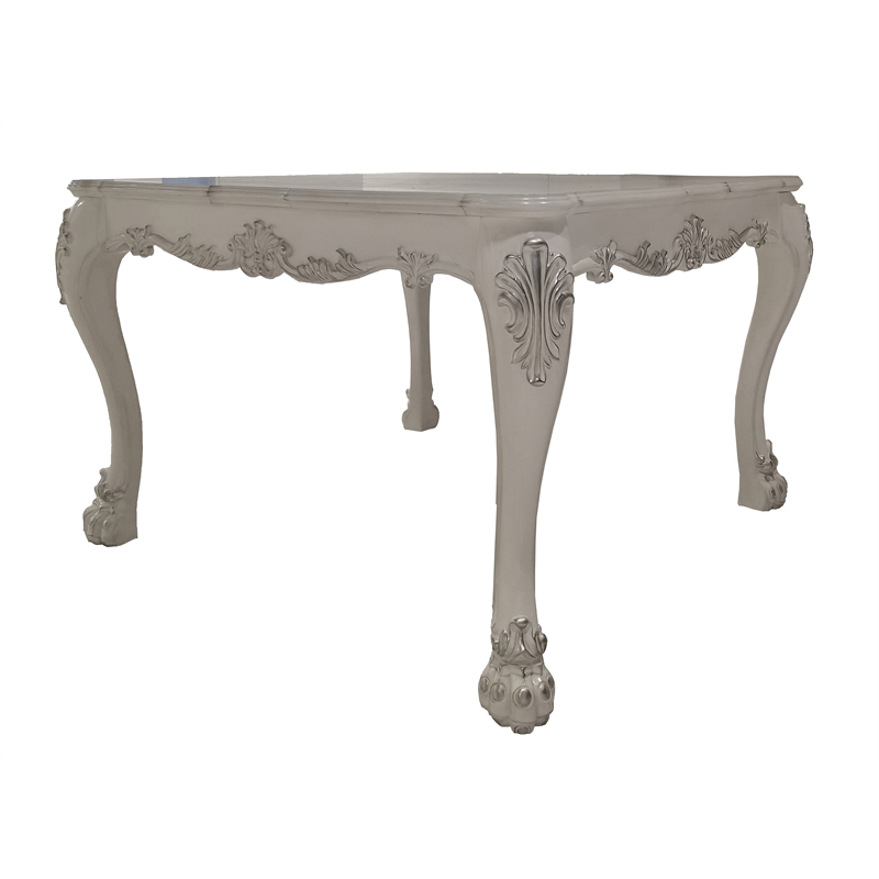 Bowery Hill Square Wood Counter Table with Apron in Bone White
