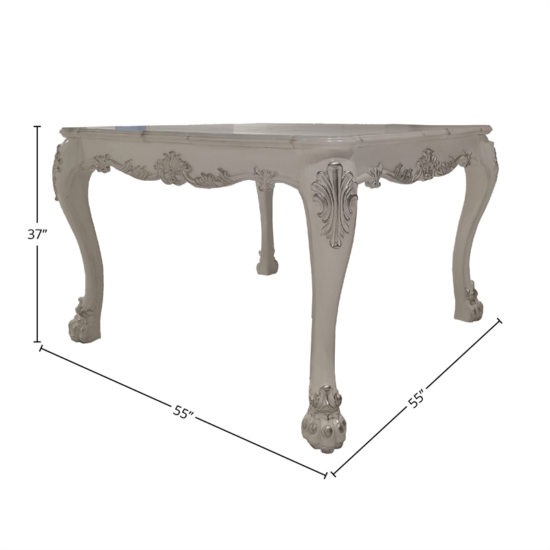 Bowery Hill Square Wood Counter Table with Apron in Bone White