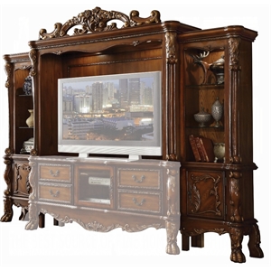 Bowery Hill Entertainment Center Side Piers with Hutch Cherry Oak Wood