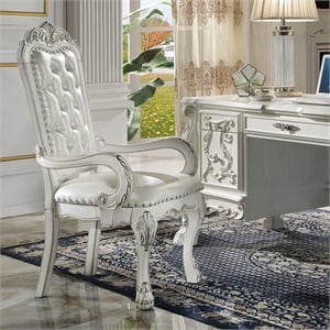 Bowery Hill Executive Office Chair in Synthetic Leather with Bone Finish