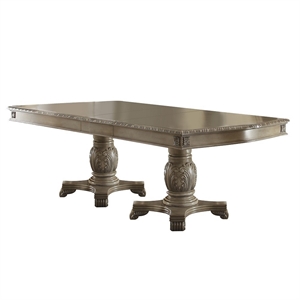 Bowery Hill Antique White Rectangular Double Pedestal Dining Table