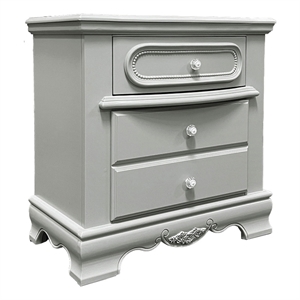 Bowery Hill Gray Wooden Nightstand with 2 Drawers and Felt Lining