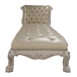 Bowery Hill Faux Leather Chaise in Bone White with Rolled Back