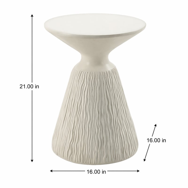 Bowery Hill Cement Concrete Accent Table in Natural White Finish