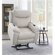 Bowery Hill Microfiber Power Recliner with Lift and Massage in Beige