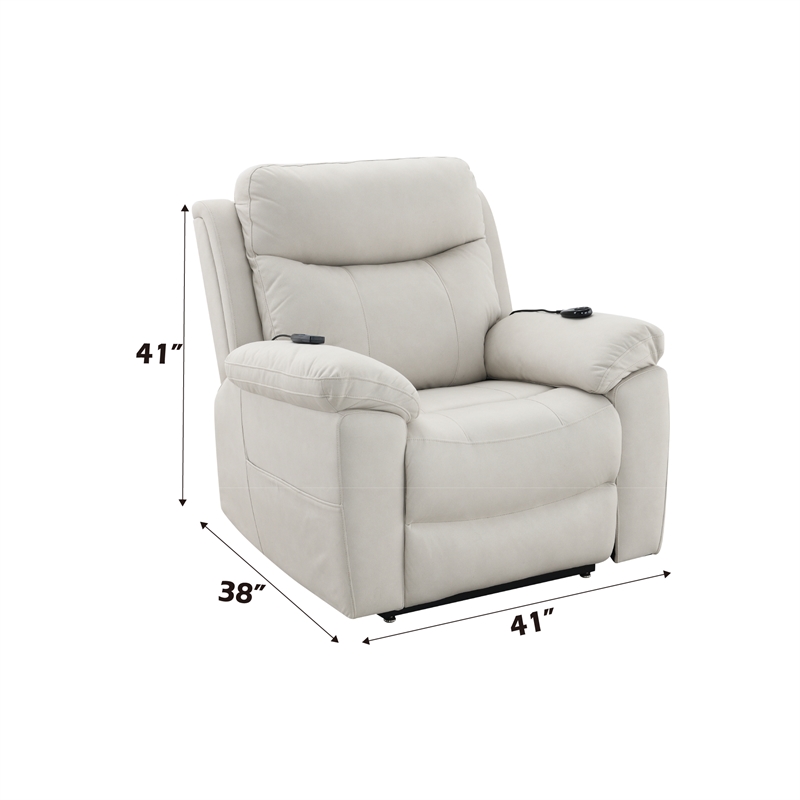 Bowery Hill Microfiber Power Recliner with Lift and Massage in Beige