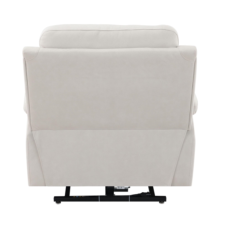 Bowery Hill Microfiber Power Recliner with Lift and Massage in Beige