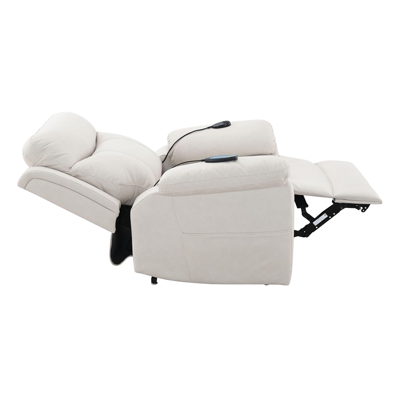 Bowery Hill Microfiber Power Recliner with Lift and Massage in Beige