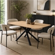 Bowery Hill Wood and Metal Rectangular Dining Table in Natural and Black