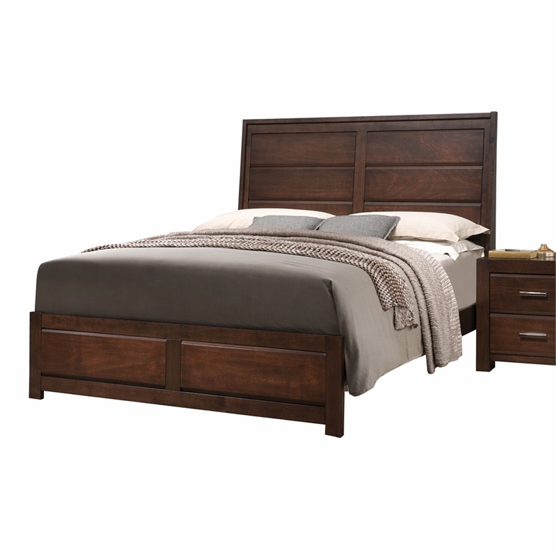 Bowery Hill Queen Wood Panel Bed in Walnut Finish