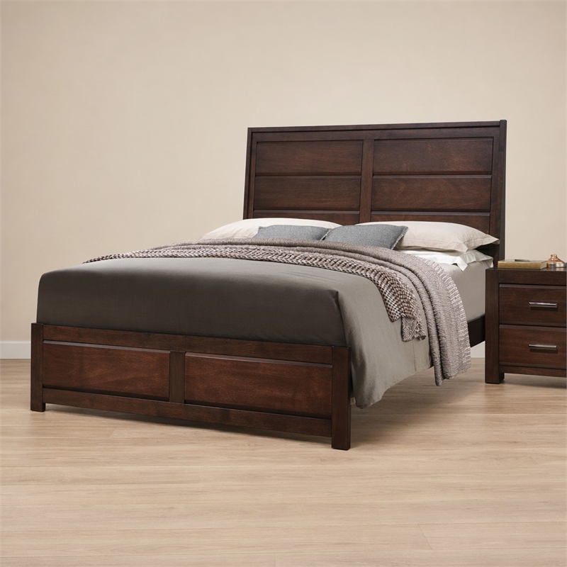 Bowery Hill Queen Wood Panel Bed in Walnut Finish