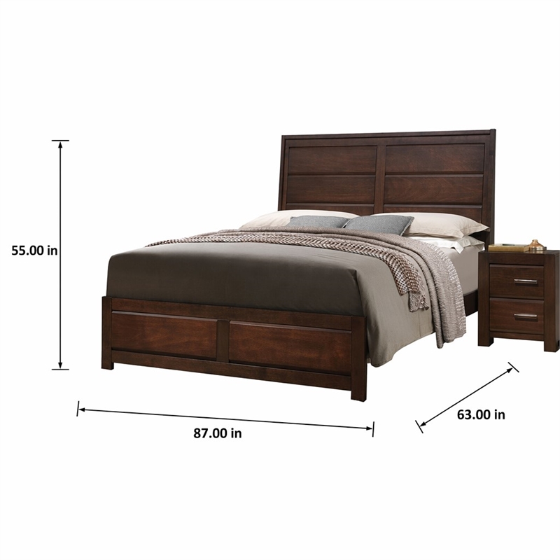 Bowery Hill Queen Wood Panel Bed in Walnut Finish