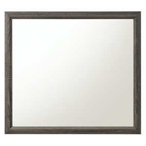 Bowery Hill Rectangular Wooden Frame Bedroom Mirror in Weathered Gray
