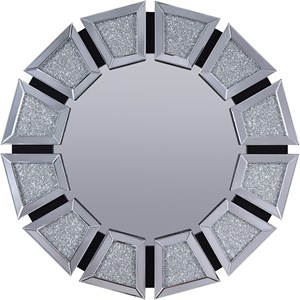 Bowery Hill Round Wall Mirror with Faux Stones Frame