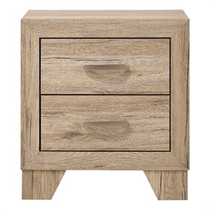 Bowery Hill Miquell 2-Drawer Wooden Nightstand in Washed Oak Finish