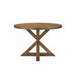 Bowery Hill Wallace II Round Dining Table with Wooden Trestle Base in Oak