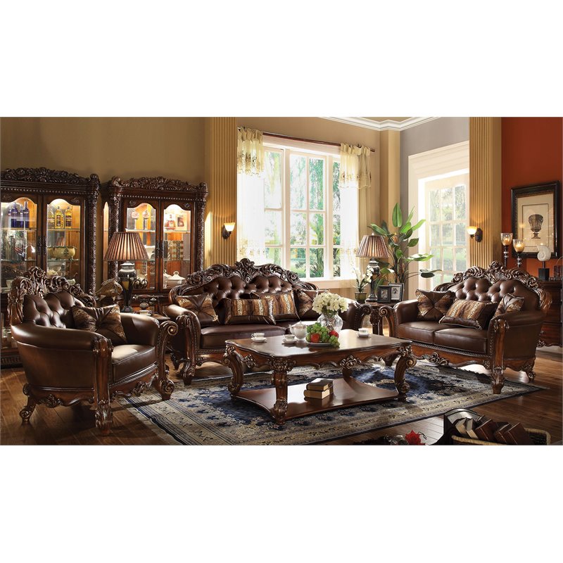 Bowery Hill Vendome Sofa with Button Tufted Back and Accent Pillows
