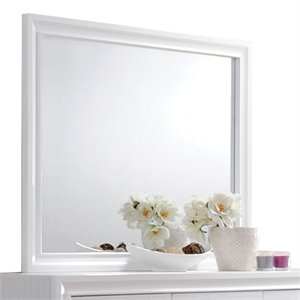 Bowery Hill Rectangular Wood Frame Bedroom Mirror in White