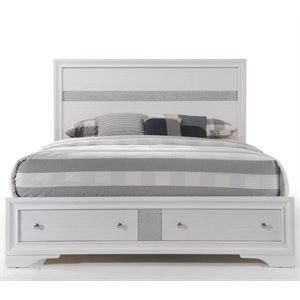 Bowery Hill Eastern King Wooden Bed with Storage in White
