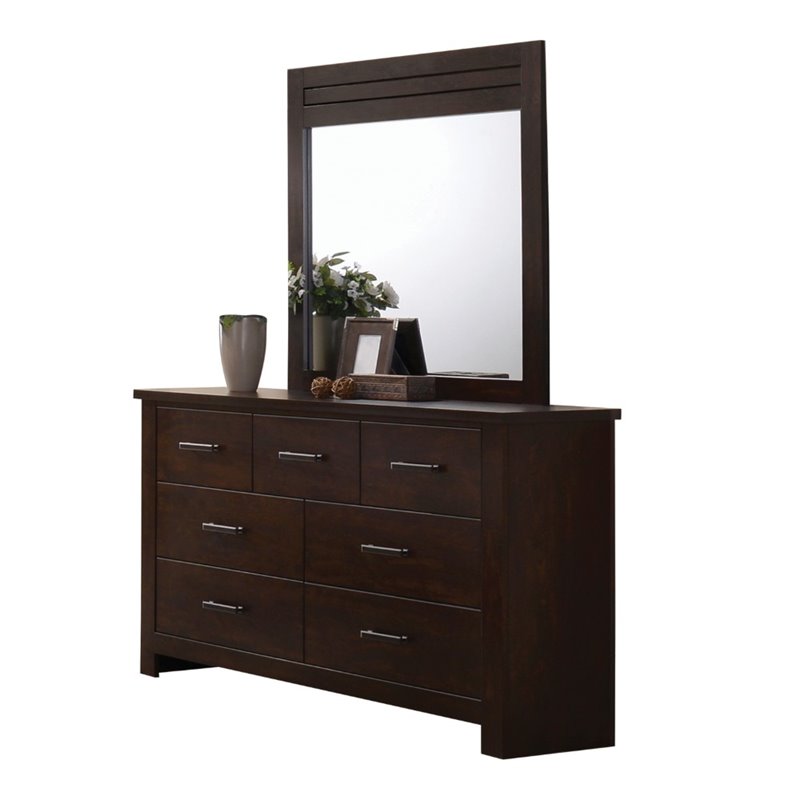 Bowery Hill Wooden Framed Mirror in Mahogany Finish