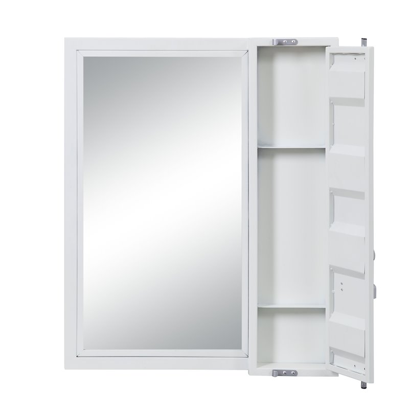 Bowery Hill Full-Length Metal Vanity Mirror with Storage in White