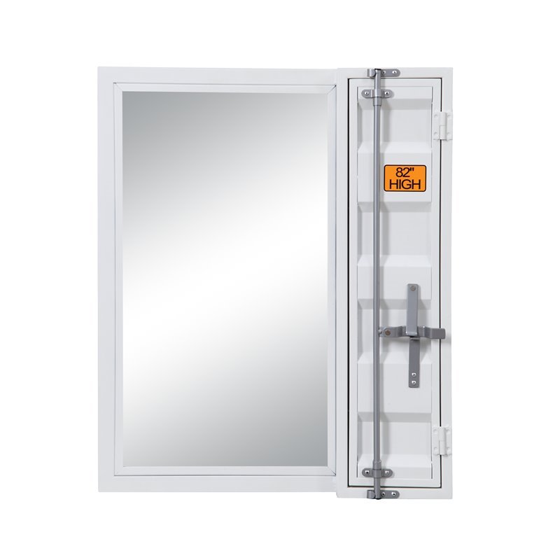 Bowery Hill Full-Length Metal Vanity Mirror with Storage in White