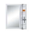 Bowery Hill Full-Length Metal Vanity Mirror with Storage in White