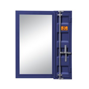 Bowery Hill Full-Length Metal Vanity Mirror with Storage in Blue