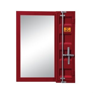 Bowery Hill Full-Length Metal Vanity Mirror with Storage in Red