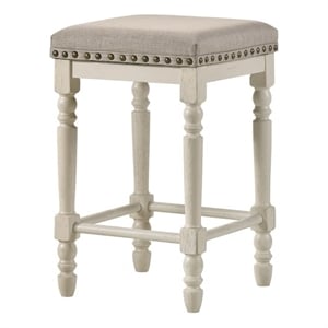Bowery Hill Upholstered Counter Height Stool in Oak and Antique White
