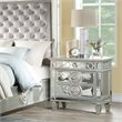 Bowery Hill 3-Drawer Nightstand with Sunburst Trim in Silver Mirrored