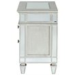 Bowery Hill 3-Drawer Nightstand with Sunburst Trim in Silver Mirrored